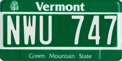 VT license plate NWU747
