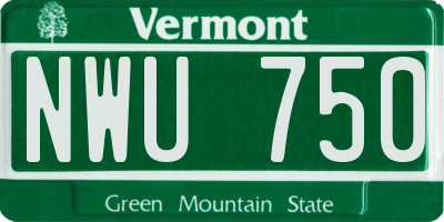 VT license plate NWU750