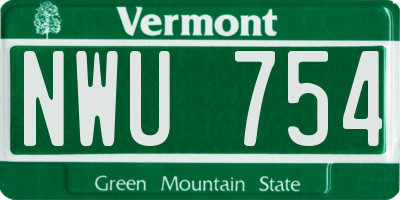 VT license plate NWU754