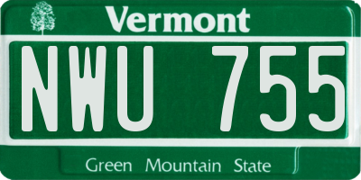VT license plate NWU755