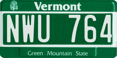 VT license plate NWU764