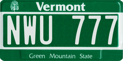 VT license plate NWU777