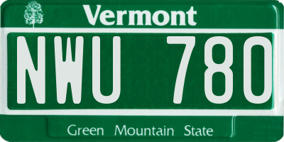 VT license plate NWU780