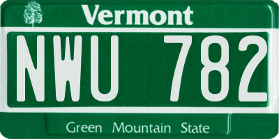 VT license plate NWU782