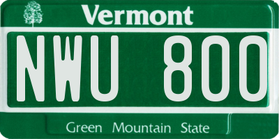 VT license plate NWU800