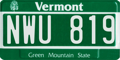 VT license plate NWU819