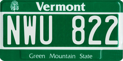 VT license plate NWU822