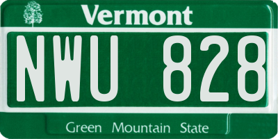 VT license plate NWU828