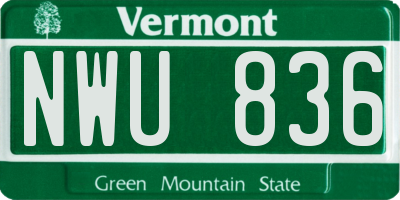 VT license plate NWU836