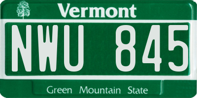 VT license plate NWU845