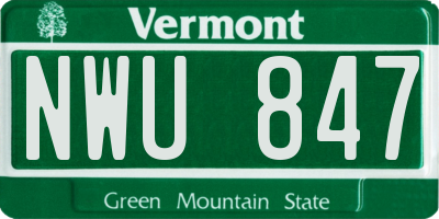 VT license plate NWU847
