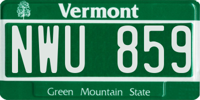 VT license plate NWU859