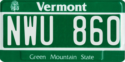 VT license plate NWU860