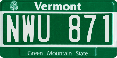 VT license plate NWU871