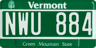 VT license plate NWU884