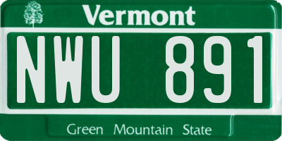 VT license plate NWU891