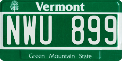 VT license plate NWU899