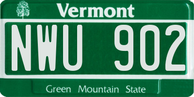 VT license plate NWU902