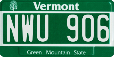 VT license plate NWU906