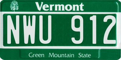 VT license plate NWU912