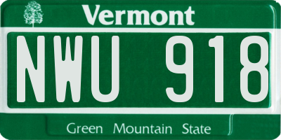 VT license plate NWU918