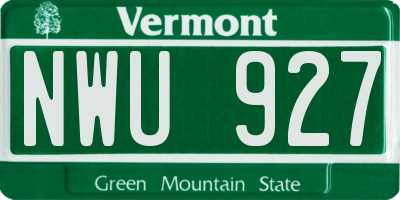 VT license plate NWU927