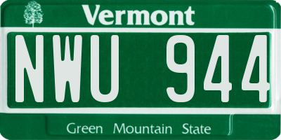VT license plate NWU944