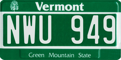VT license plate NWU949