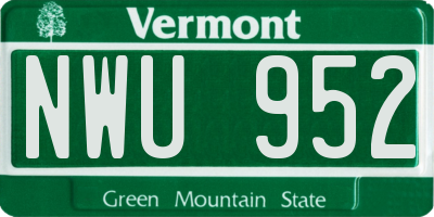 VT license plate NWU952