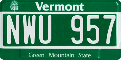 VT license plate NWU957