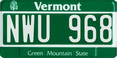 VT license plate NWU968