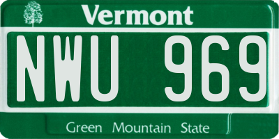 VT license plate NWU969