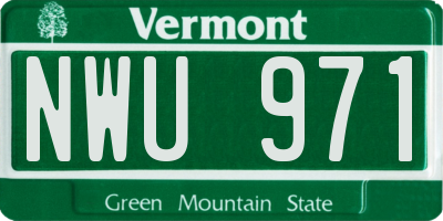 VT license plate NWU971
