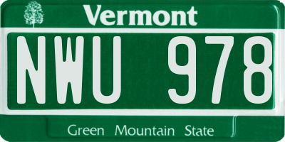 VT license plate NWU978