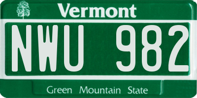 VT license plate NWU982