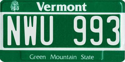 VT license plate NWU993