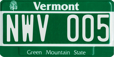 VT license plate NWV005