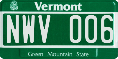 VT license plate NWV006