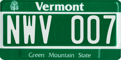 VT license plate NWV007