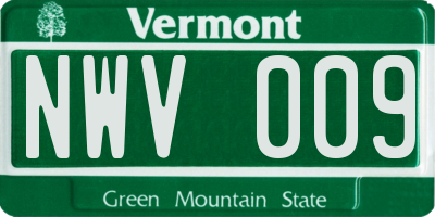 VT license plate NWV009
