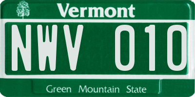 VT license plate NWV010