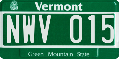 VT license plate NWV015