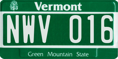 VT license plate NWV016