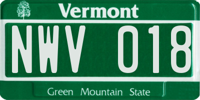 VT license plate NWV018