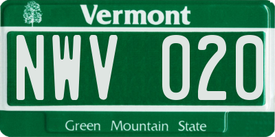 VT license plate NWV020