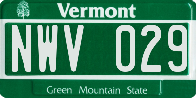 VT license plate NWV029