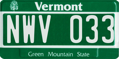 VT license plate NWV033