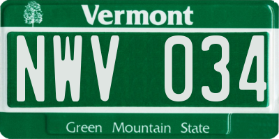 VT license plate NWV034