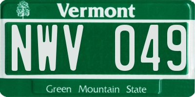 VT license plate NWV049