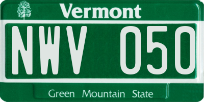 VT license plate NWV050